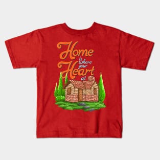 home is where your heart art pixel Kids T-Shirt